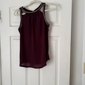 Express Burgundy Tank Top with Silver Accents